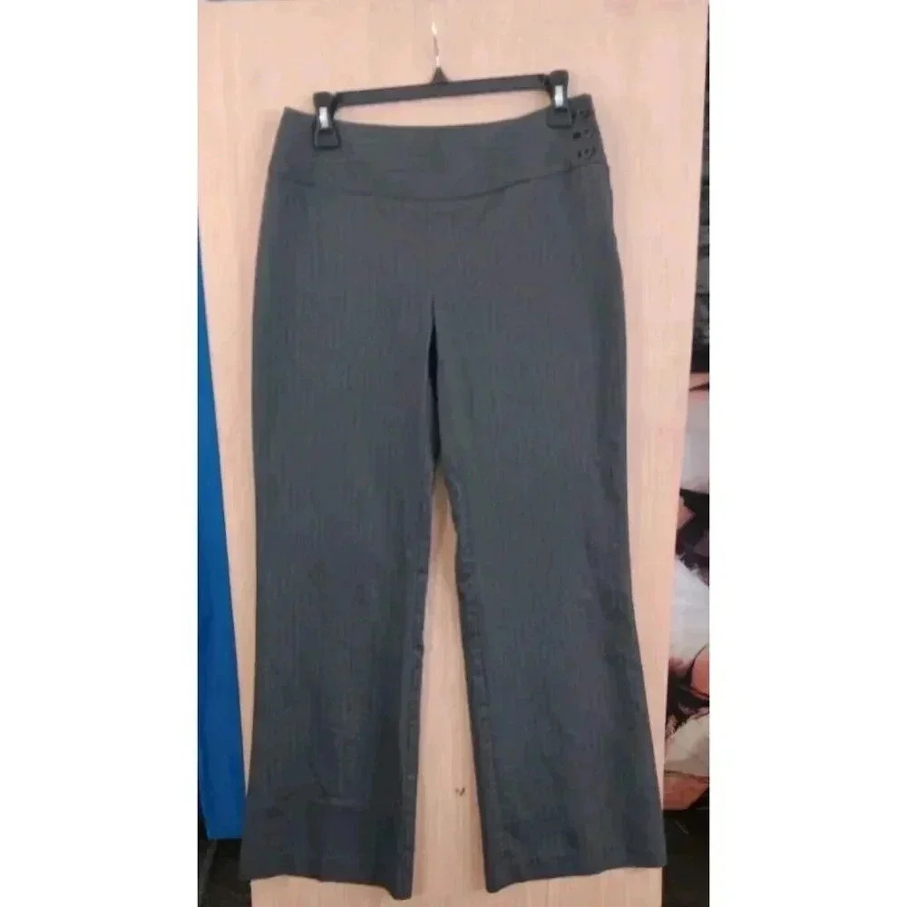 Apt. 9 Pants Womens Size 4 Gray Ava Fit Straight Leg Side Button & Zip Stretch